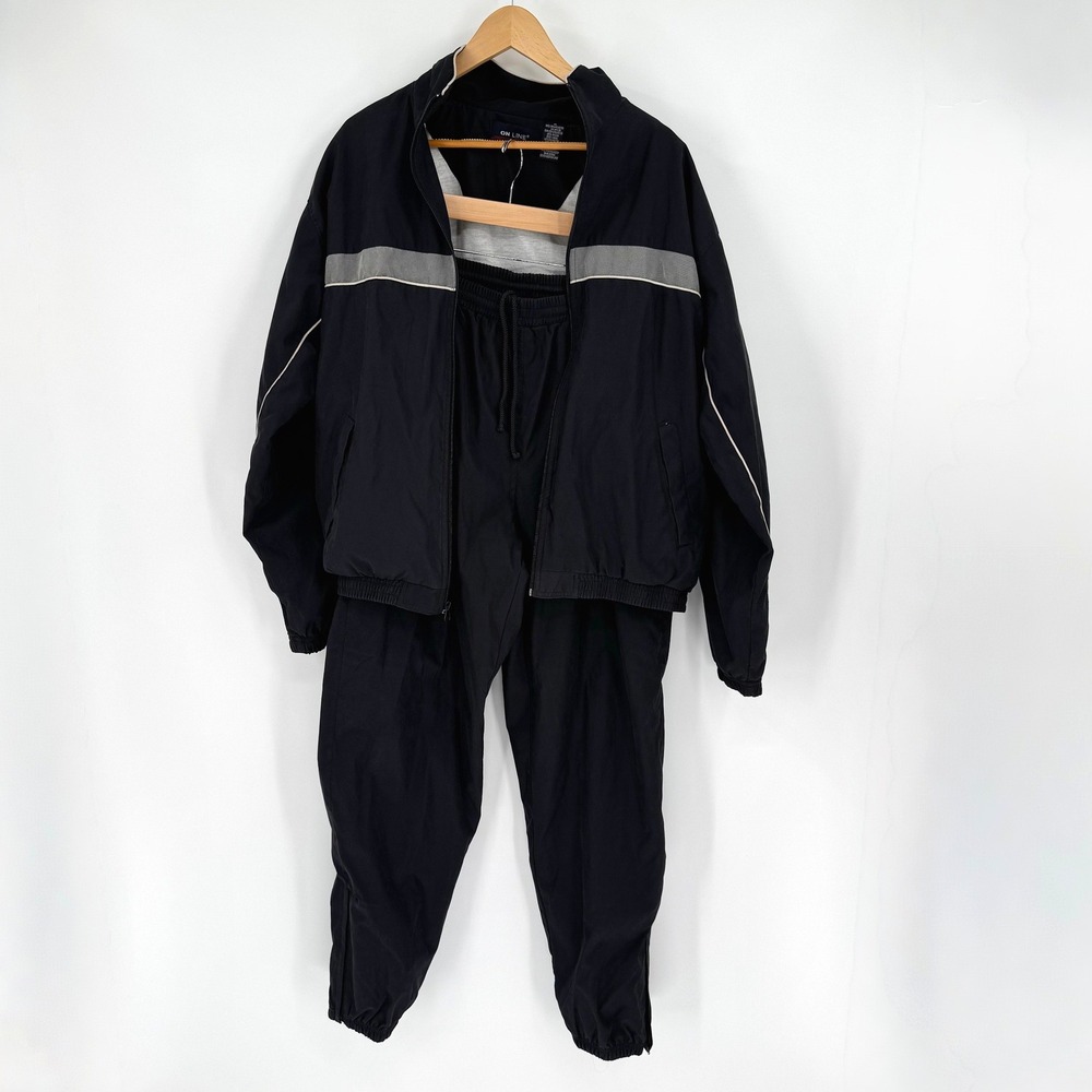 On Line Vintage Y2K Black/Grey Athletic Track Suit Set‎ Joggers/Jacket Men's M